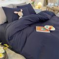 南极人磨毛四件套春秋床单被套三件套床上用品学生宿舍单双人被罩 1.5m四件套被套150x200 纯色-藏青