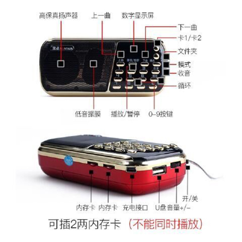 金正(NiNTAUS)收音机老人专用迷你音响便携式插卡U盘外放小音箱老年播放器标配+64g内存卡高清大图