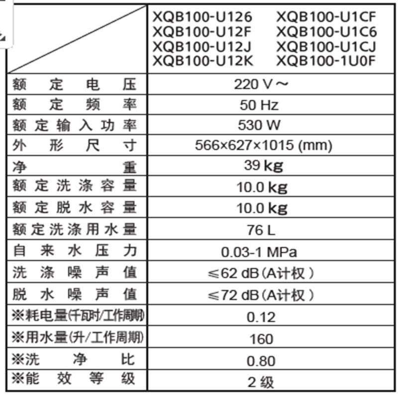 松下波轮洗衣机XQB100-U126高清大图