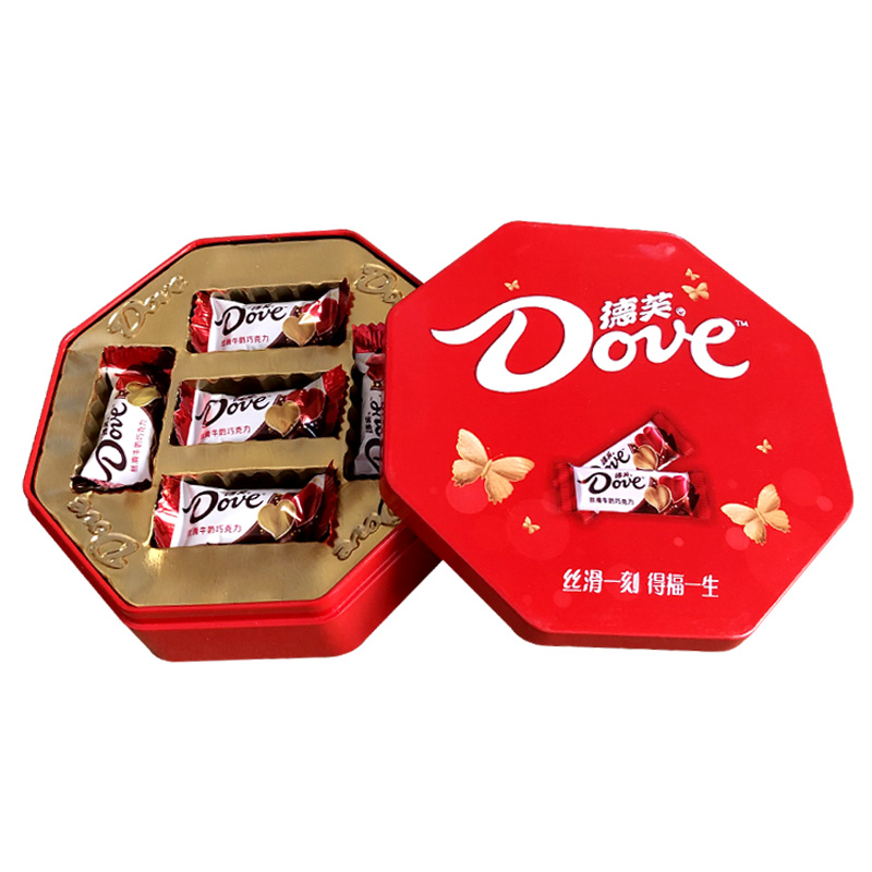 德芙Dove喜糖新款铁盒装德芙丝滑牛奶巧克力6粒10粒16粒婚庆结婚不含礼袋可另外购买 红色铁盒10粒 4.5g