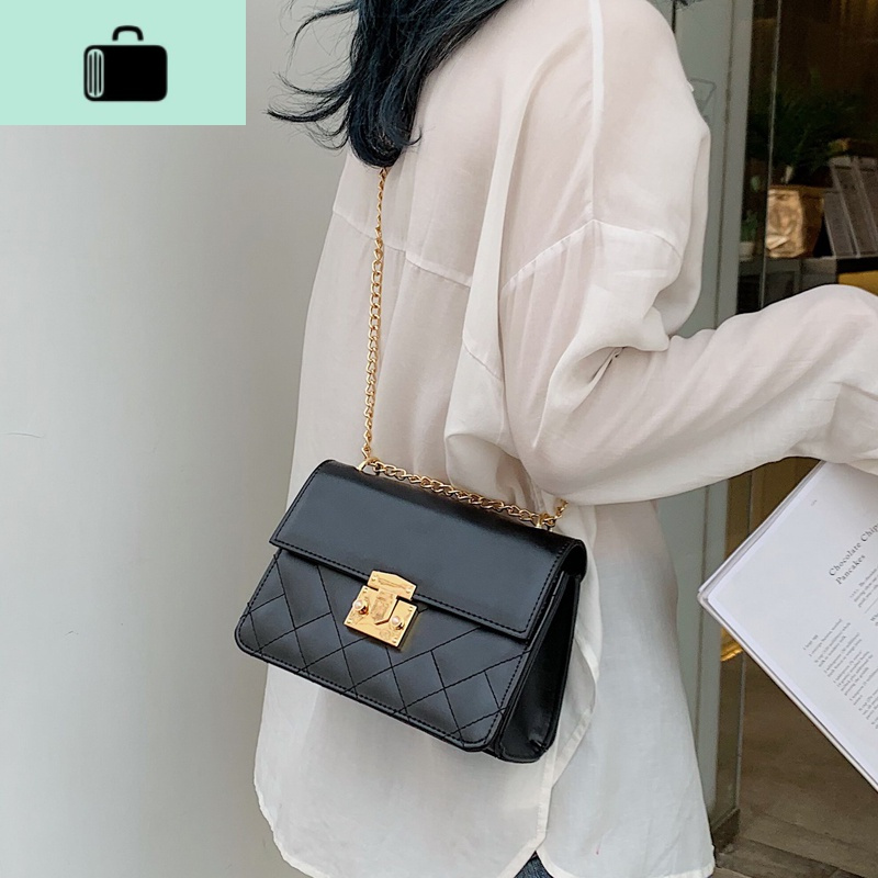 高级感包包洋气女包2020新款潮韩版百搭斜挎包链条单肩时尚小方包NEW LAKE女士单肩包