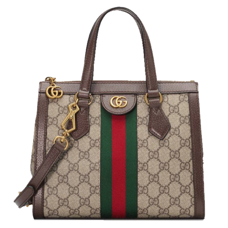 [直营]古驰(GUCCI)Ophidia系列小号双G红绿条复古购物袋女士拉链款单肩包斜挎包 女包
