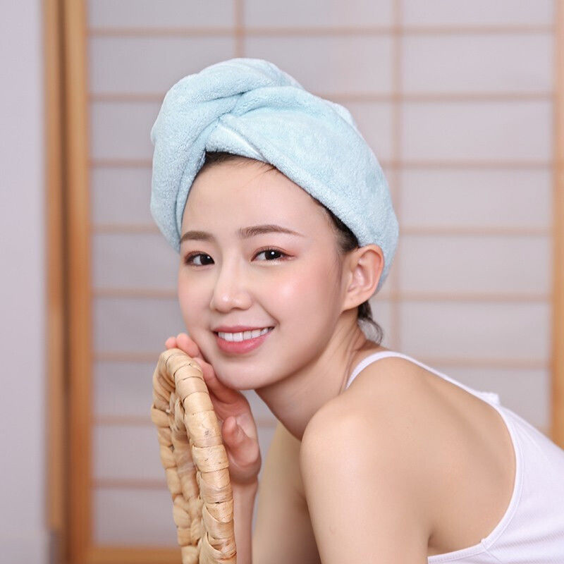 干发帽速干不掉毛双层加厚干发帽超强吸成人女款浴帽包头发毛巾-【双层】;紫色+绿色【2条装】