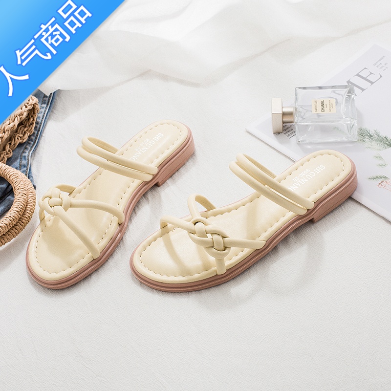 SUNTEK仙女风温柔百搭不累脚罗马平底鞋2023夏季软底舒适孕妇凉鞋拖高清大图