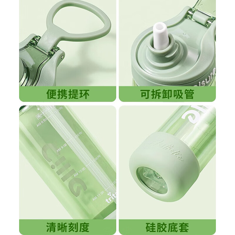 希乐Cille大容量tritan运动水杯夏季女吸管杯学生户外便携随手杯520ml高清大图