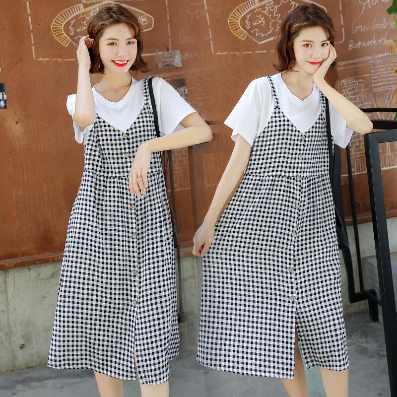 迪鲁奥(DILUAO)孕妇装夏装连衣裙套装中长款过膝宽松夏天裙子2021新款时尚加大码孕妇裙图片