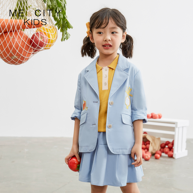 [2件2折价:92]米喜迪mecity童装夏新款女童网红套装裙学生时尚西装洋气