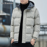 官方休闲棉服男士冬季外套潮牌连帽棉衣加绒加厚保暖棉袄子时尚面包服 4XL 卡其