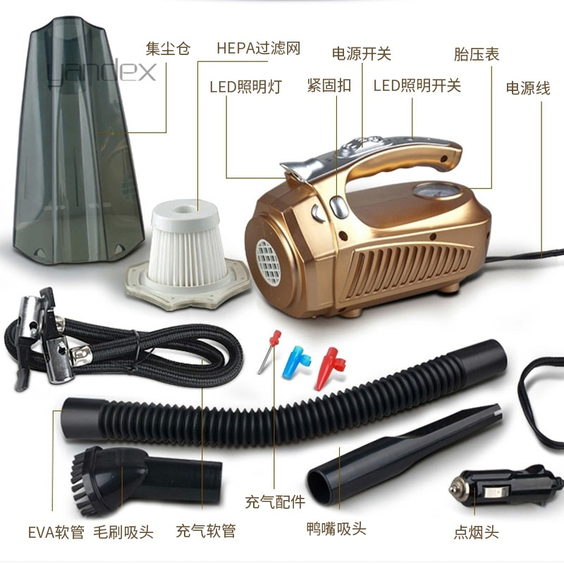 适用于车载吸尘器充气汽车打气泵强力车内车用迷你大功率家用干湿两用7