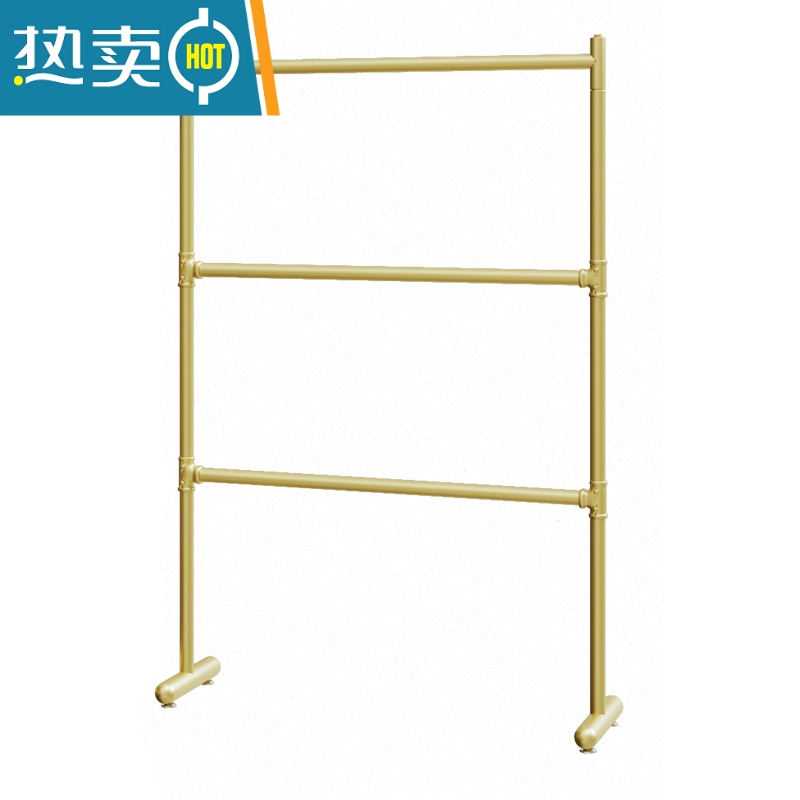 敬平北欧简约双层服装店置地衣服架加粗双杆折叠挂衣杆落地升降晾衣架 双层 黑色 长80高160晾衣杆高清大图