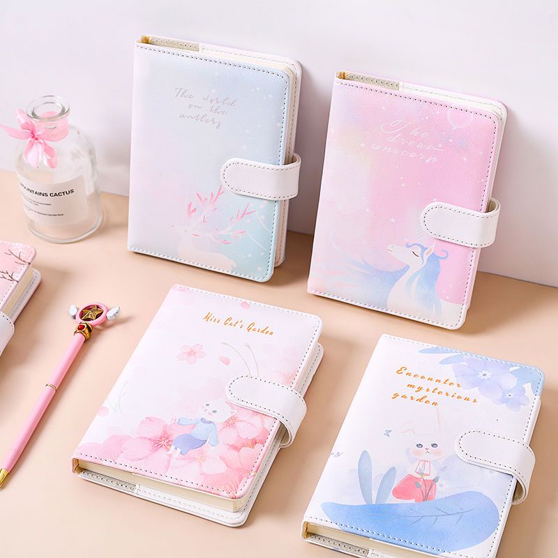 磁扣手账本ins简约小清新学生少女心笔记本子可爱加厚暗扣日记本