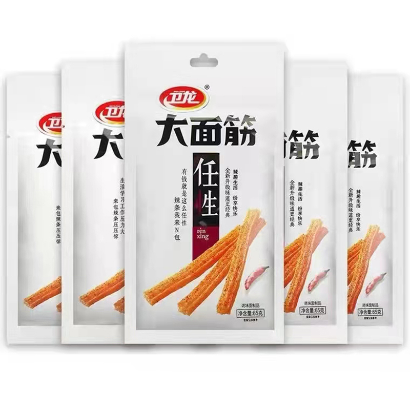 x卫龙辣条大面筋 106gX3袋 106g实惠魔芋爽大辣棒小辣棒豆皮 麻辣熟食大面筋 豆腐干辣片大刀肉 风味零食品S