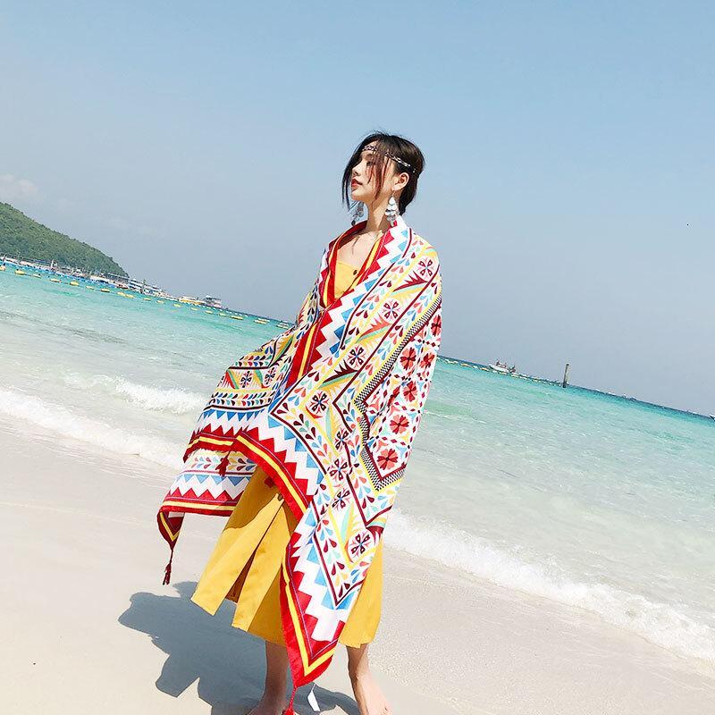 夏季披肩女薄款海边防晒丝巾围巾纱巾沙滩巾超大防紫外线旅游