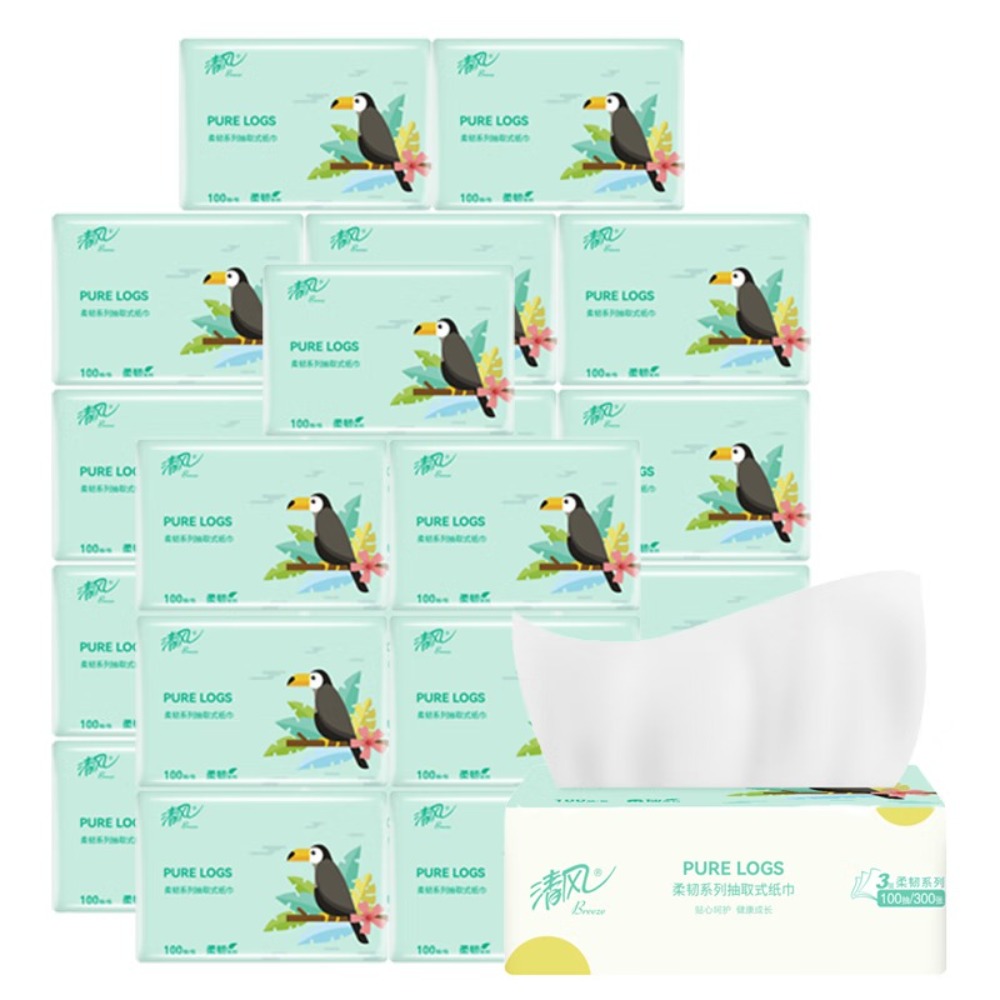 清风柔韧系列亲肤抽纸18小包(120抽)AR12SZK