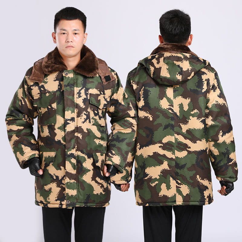 冬季迷彩棉服大衣加绒加厚劳保干活工地男士工装工作服棉大衣外套莎丞图片