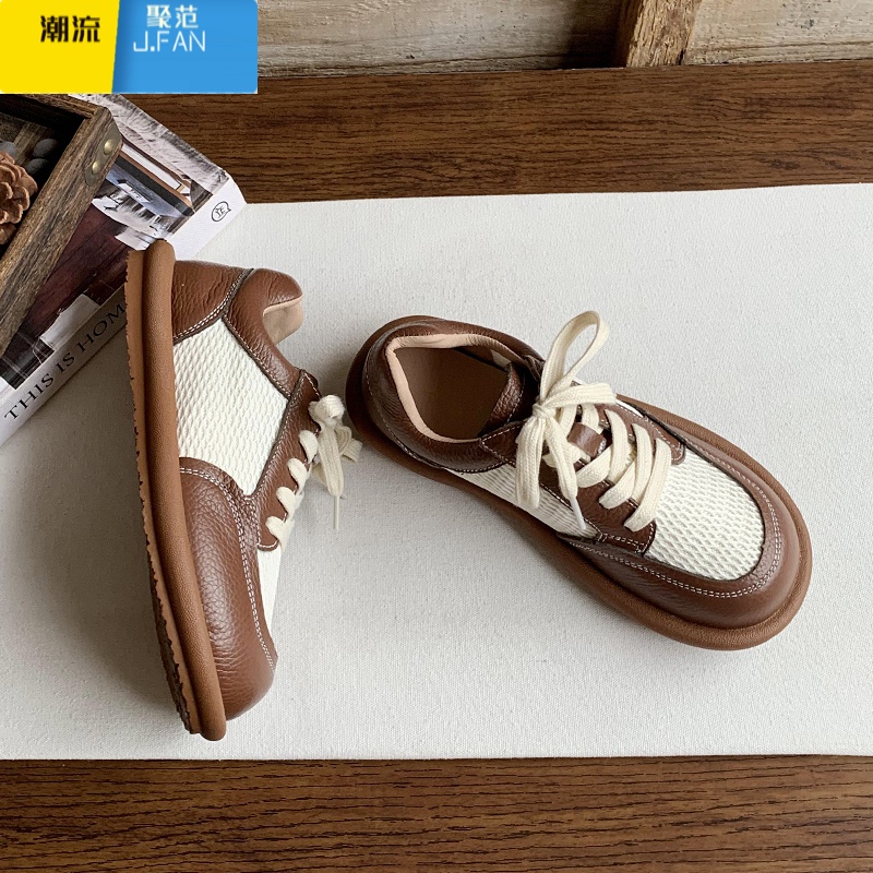 聚范鞋子软底小白鞋女2024年秋季新款网面板鞋学生休闲运动鞋高清大图