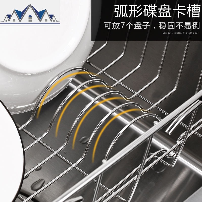 厨房不锈钢水沥水篮家用碗筷收纳架可伸缩置物架水池储物沥水架 三维工匠高清大图