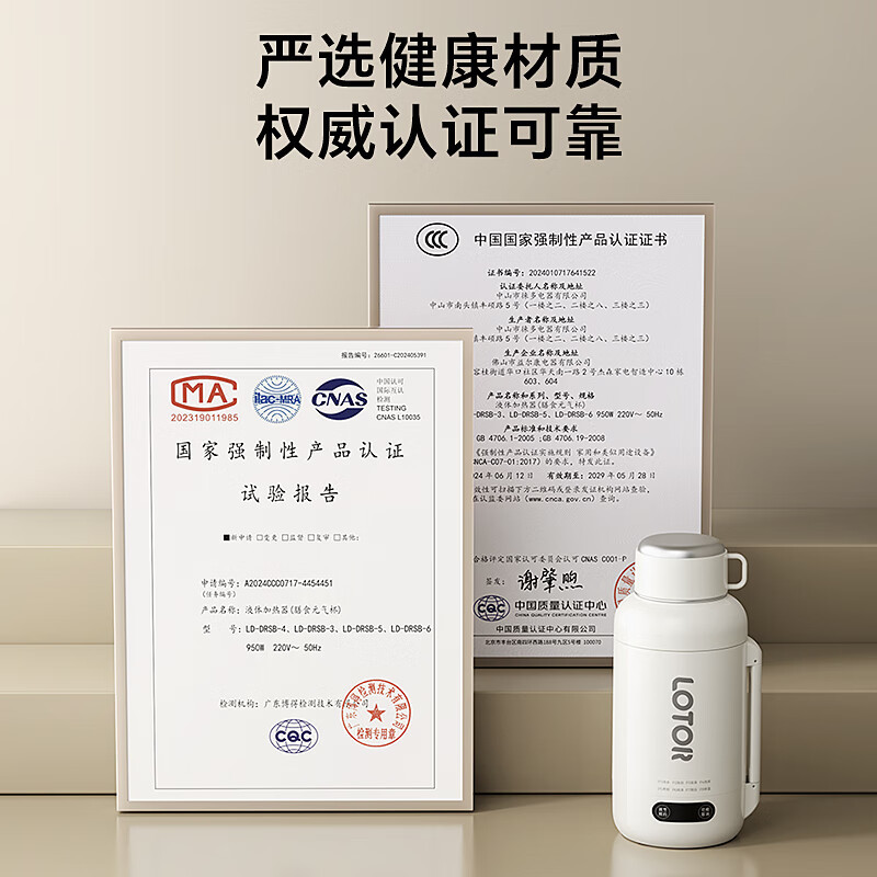 LOTOR电热水杯DRSB-3便携式烧水壶旅行烧水杯加热水杯电炖杯迷你烧水壶冲奶