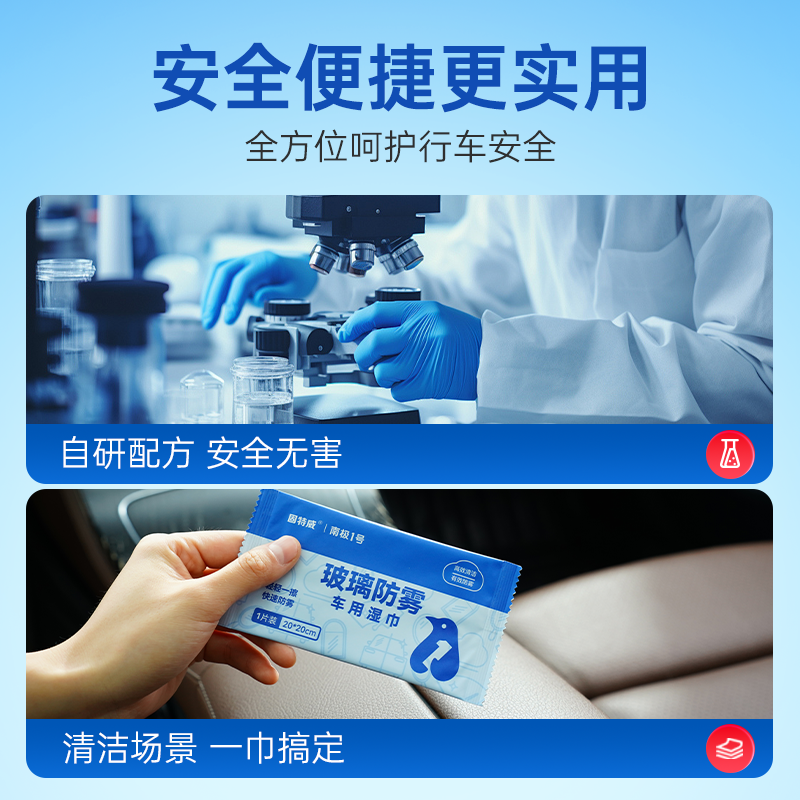 固特威防起雾清洁湿巾汽车防雾剂汽车玻璃头盔镜片防雾去雾湿巾清洁剂高清大图