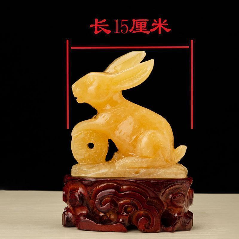家柏饰(CORATED)玉石兔子生肖物势事业官运客厅玄关办公室摆件高清大图