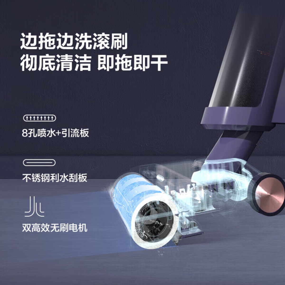 格力洗地机 洗地机吸洗拖一体自动清洁热烘干0缠绕家用手持无线 吸拖洗一体 热传导风干 GFWS-X6001C高清大图