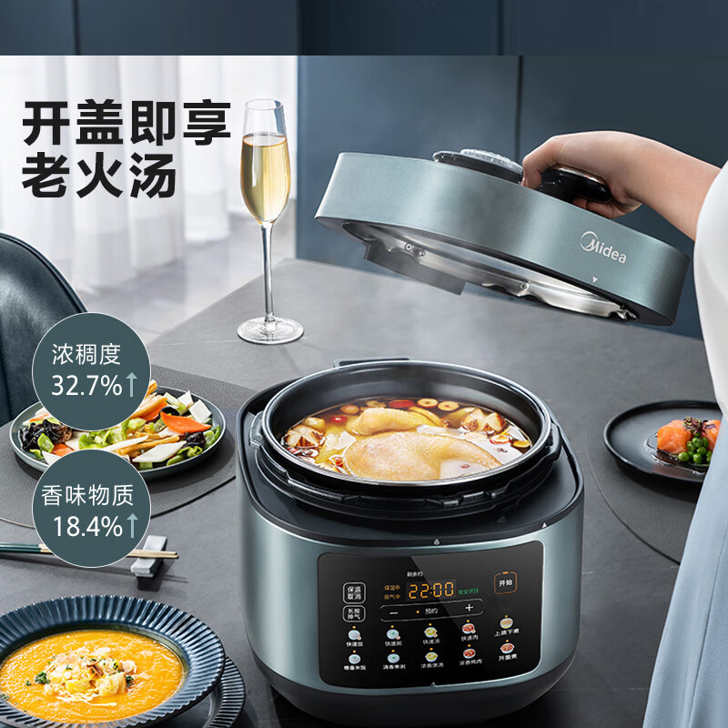 美的电压力锅5L去腥提鲜智能预约多功能MY-C552N高清大图