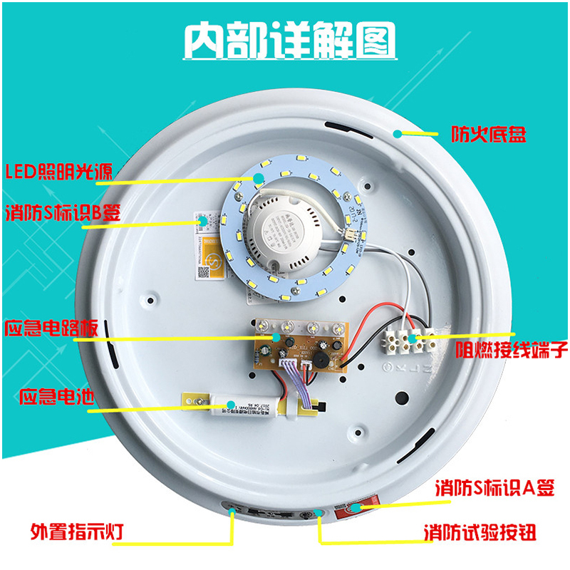 led消防应急吸顶照明灯 面包人体感应灯声光控32cm