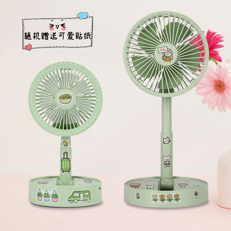 迷你小风扇可折叠充电静音风大学生可爱宿舍桌面床上制冷上课随身 A10[冰川白]充电线+贴纸 标准版[1200毫安]续航3