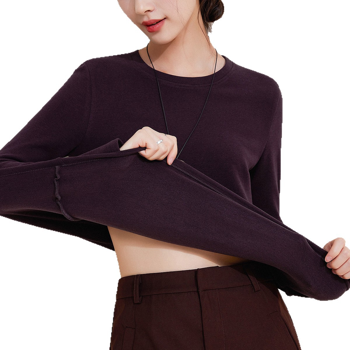 蚕丝暖绒发热保暖衣女内搭加绒加厚秋衣上衣含羊毛打底衫2025冬季高清大图