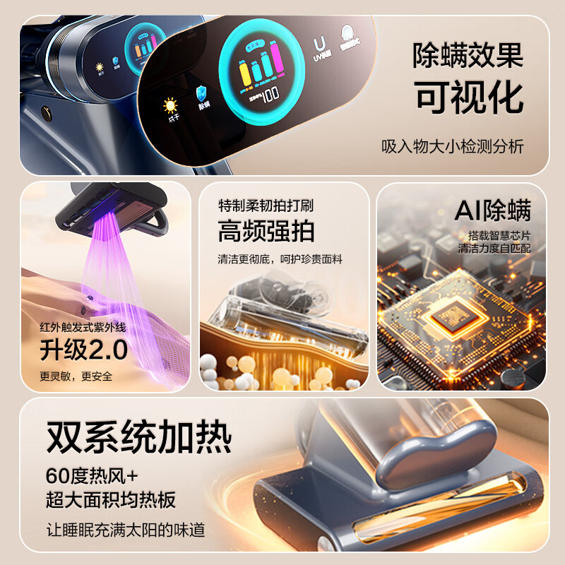 海尔(haier)[小红花套系][母婴级]世家除螨仪床宝床上吸尘器礼物送礼大吸力双尘杯去螨虫吸尘神器HZ-CS1S高清大图