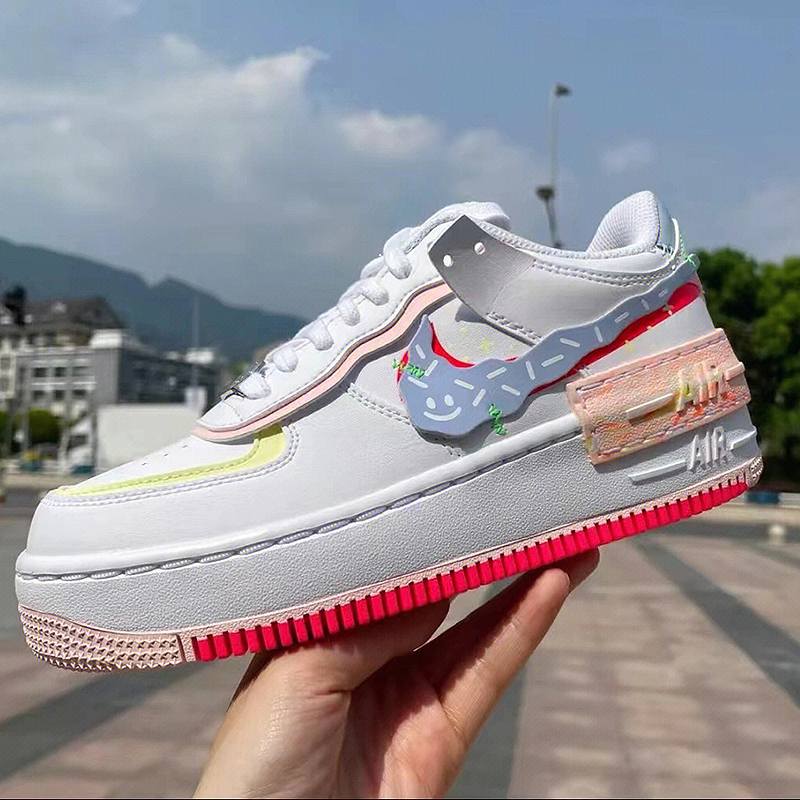 [限量马卡龙色af1]nike air force 1 shadowa空军一号马卡龙白云彩虹