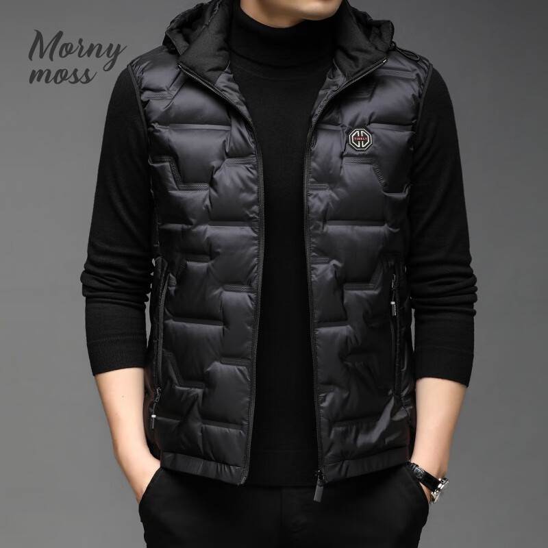 默尼密思品牌男装薄款连帽羽绒服马甲男士秋冬休闲风无袖背心坎肩