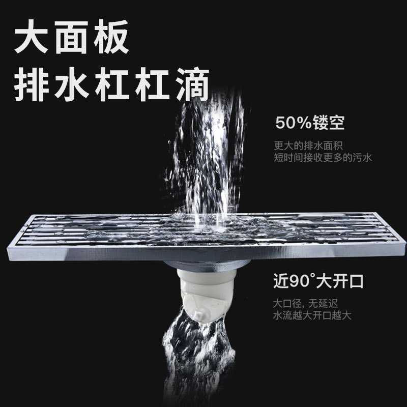 潜水艇地漏全铜防臭地漏加长地漏无三通格栅面板防臭式防堵内芯沐浴房加长地漏排水更快TKC50-20厘米