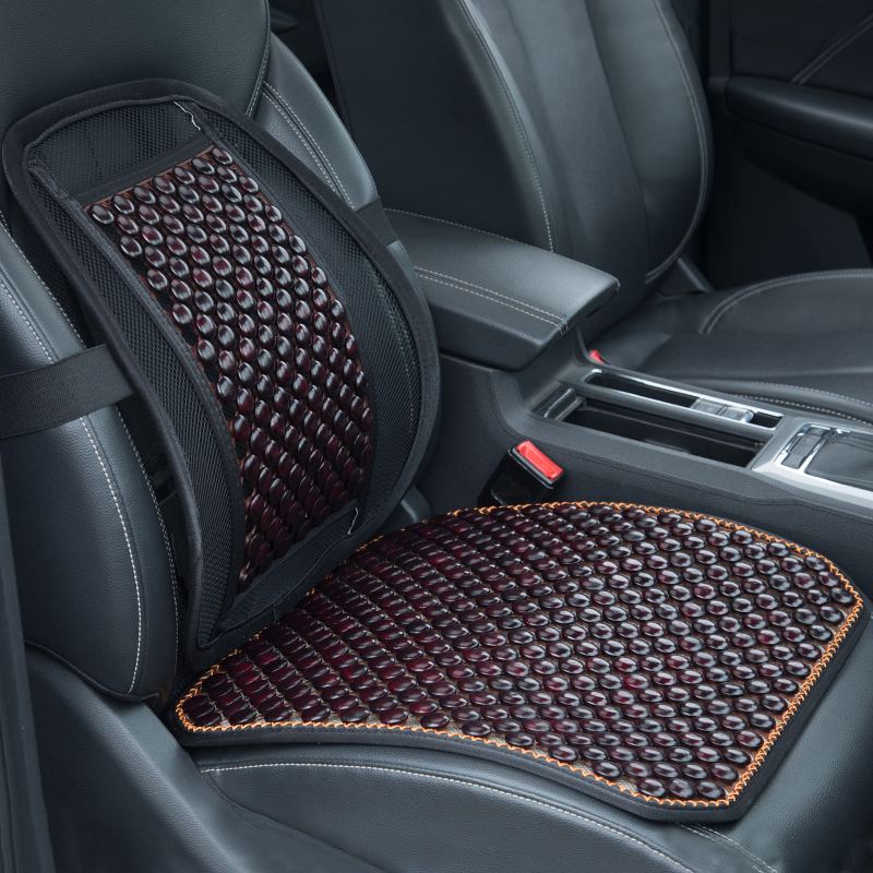 汽车腰靠垫木珠透气护腰靠垫坐垫一体座椅腰枕夏季冰丝靠背垫车用