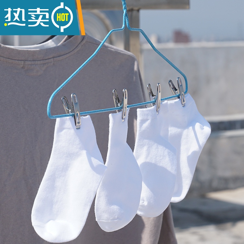 敬平衣服夹子晾衣夹子防风固定夹被子不锈钢晒衣服夹子晾衣架小夹子 11cm大开口夹5个装高清大图