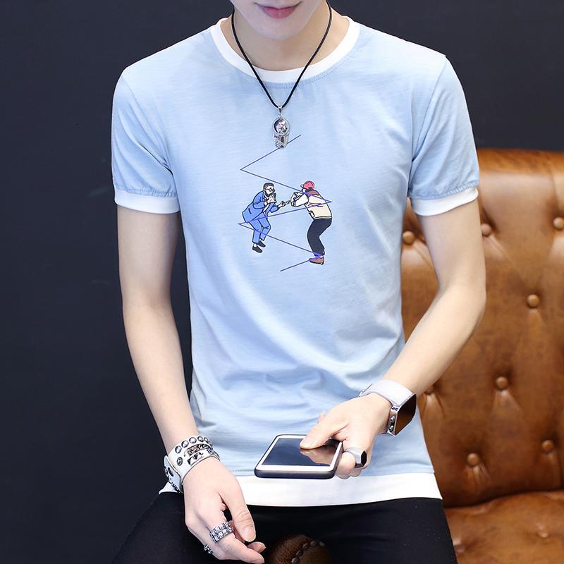 男装短袖t恤2018学生体恤圆领个性潮流打底衫男士半截袖夏季新款