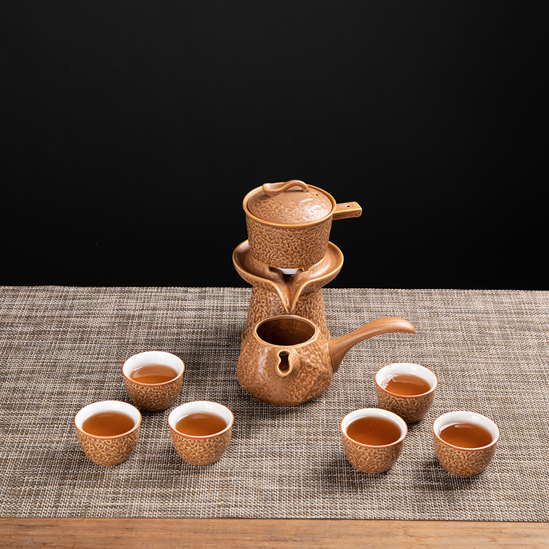 唐宏坊 茶具套装半全自动家用陶瓷懒人茶具石磨茶壶茶杯礼品套装功夫茶具