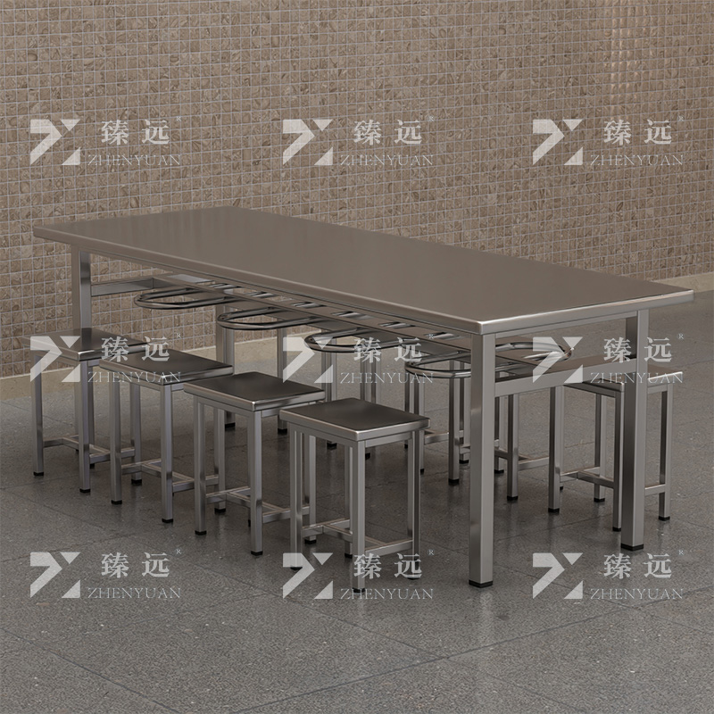 臻远ZY-BXG-324不锈钢餐桌椅学校公司食堂桌椅组合快餐桌椅 2.2米 餐桌高清大图
