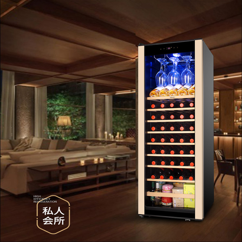 candor/凯得 JC-166E 压缩机红酒柜恒温酒柜 家用冰吧 茶叶柜 红酒柜冰箱 榉木层架 43瓶 158L