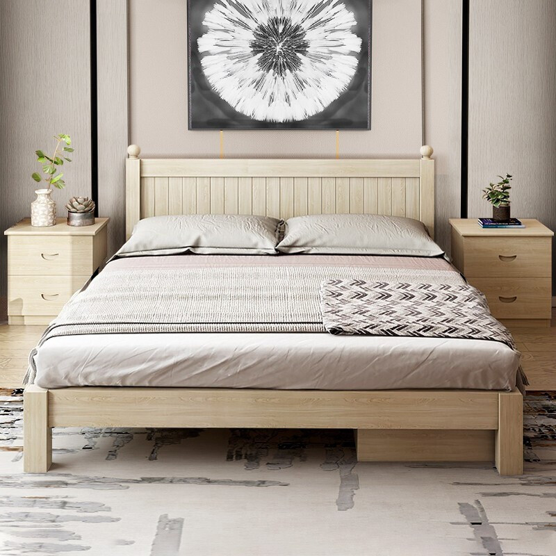 域赢实木床单人双人床成人床家用床现代简约员工宿舍床学生公寓公寓床