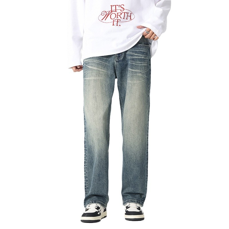 美式猫须直筒牛仔裤男高端轻奢品质新疆棉休闲高街vibe裤子高级感_702高清大图