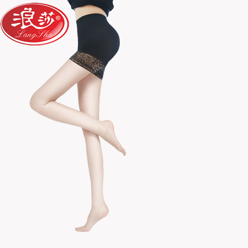 浪莎丝袜女士防lang袜夏季薄款肉色光腿神器黑色防走光防勾丝菠萝袜单加档连裤袜1双