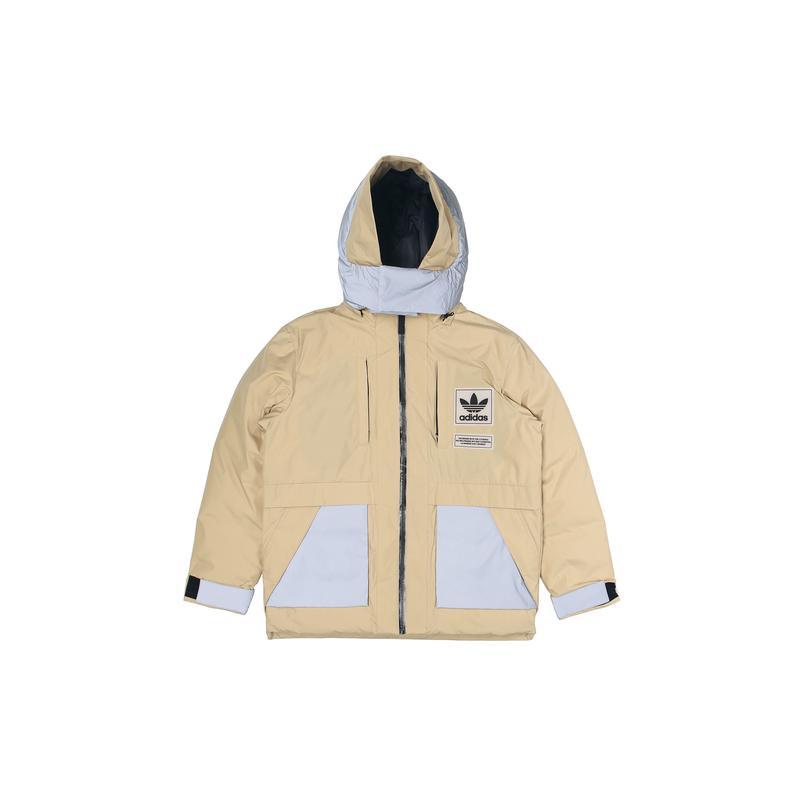 官方正品adidasoriginals三叶草大logo男款工装连帽保暖羽绒服h66018