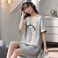 猫人少女睡裙夏季纯棉薄款可外穿家居服可爱舒适简约宽松短袖连衣裙