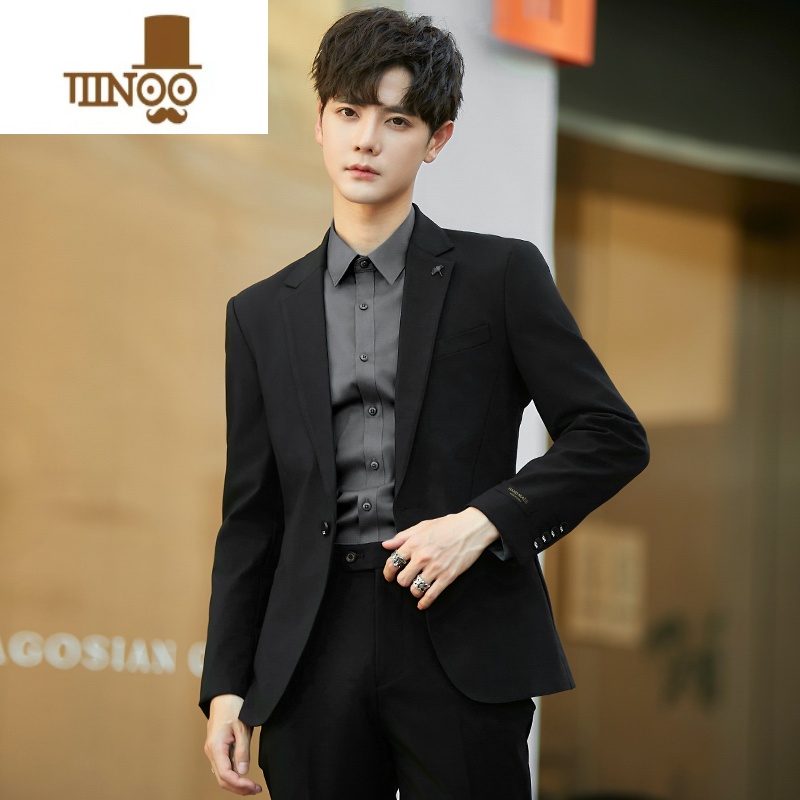 YANXU休闲小西装男外套韩版修身商务正装结婚西服套装感上衣高清大图
