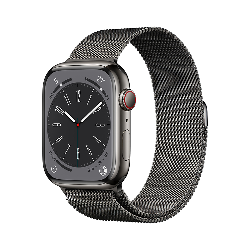 Apple Watch Series 8 智能手表(GPS+蜂窝版) 45mm 石墨色不锈钢表壳 石墨色米兰尼斯表带
