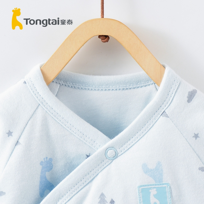 童泰(TONGTAI)秋冬款新生儿爬服0-3个月婴儿系带哈衣男女宝宝薄棉连体衣儿童内衣