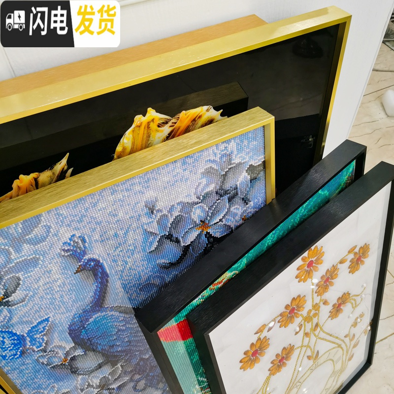 三维工匠钻石画裱框十字绣铝合金属外框架子带玻璃定制尺寸 金色[铝合金框定制]发画心尺寸给客服报价/有机玻璃/加厚背板高清大图