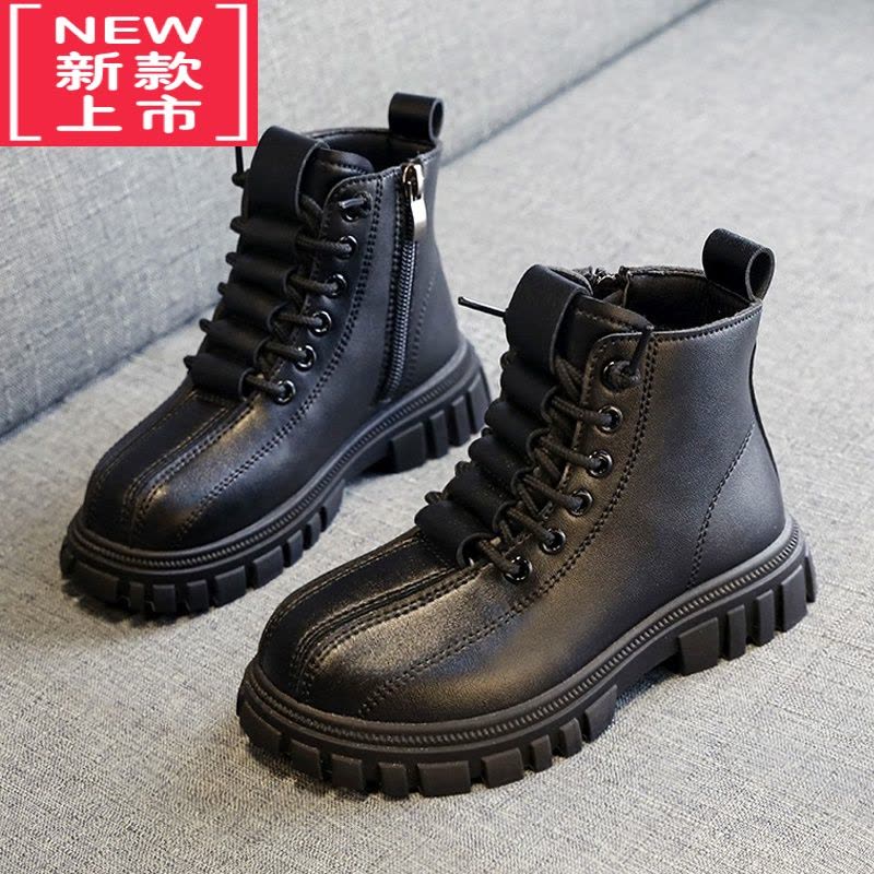 可莉允女童马丁靴2022秋冬新款儿童靴子大黄靴中大童女孩童鞋加绒二棉鞋图片