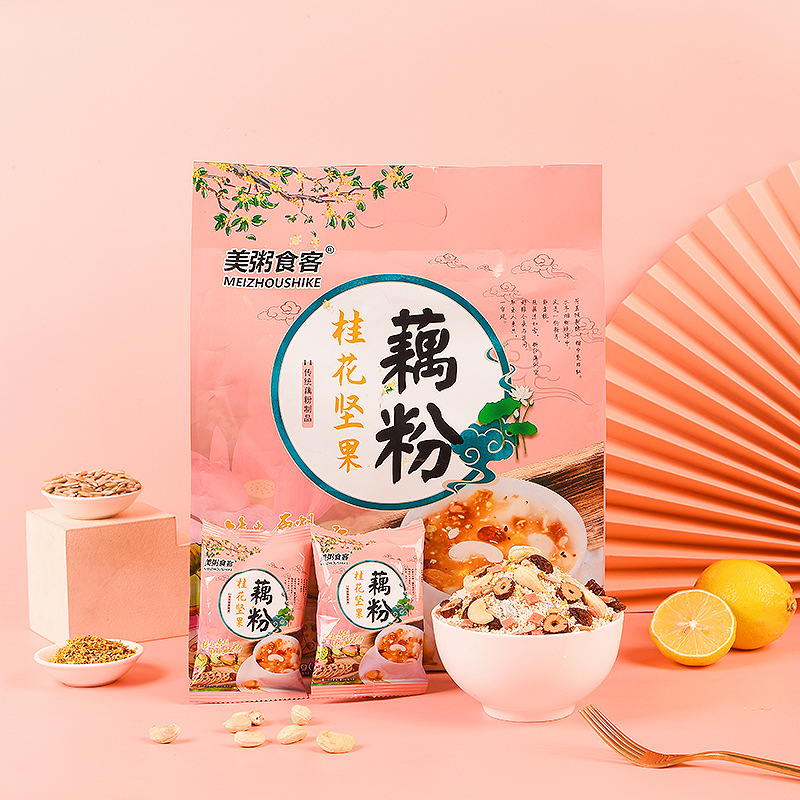 美粥桂花坚果藕粉500g/袋 手提大袋小袋装桂花坚果藕粉速溶颗粒高清大图